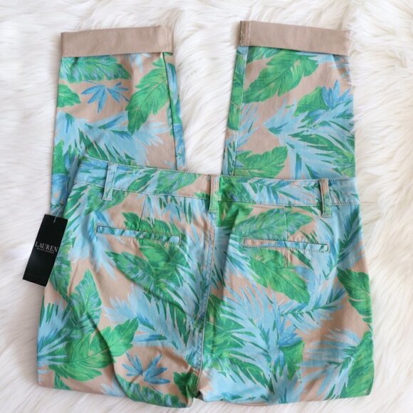 NEW Ralph Lauren Green Palm Tropical Print High Rise Fashion Pants Size 4 - Picture 5 of 6
